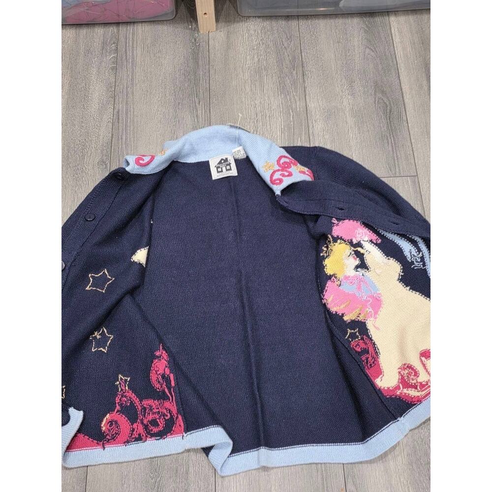 Storybook Knits Women Small Collared Art Wear Sweater Cardigan Multicolo A003995 - Picture 6 of 7